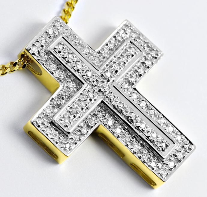 Foto 1 - Kreuzanhänger mit 69 Diamanten Goldkette 14K, R1277