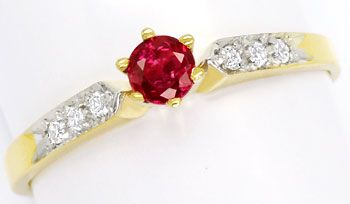 Foto 1 - Zierlicher Gold-Ring 0,27ct Spitzen Rubin und Diamanten, R8473