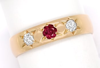 Foto 1 - Antiker Diamantring mit Rubin und Diamanten 14K Rotgold, S1818