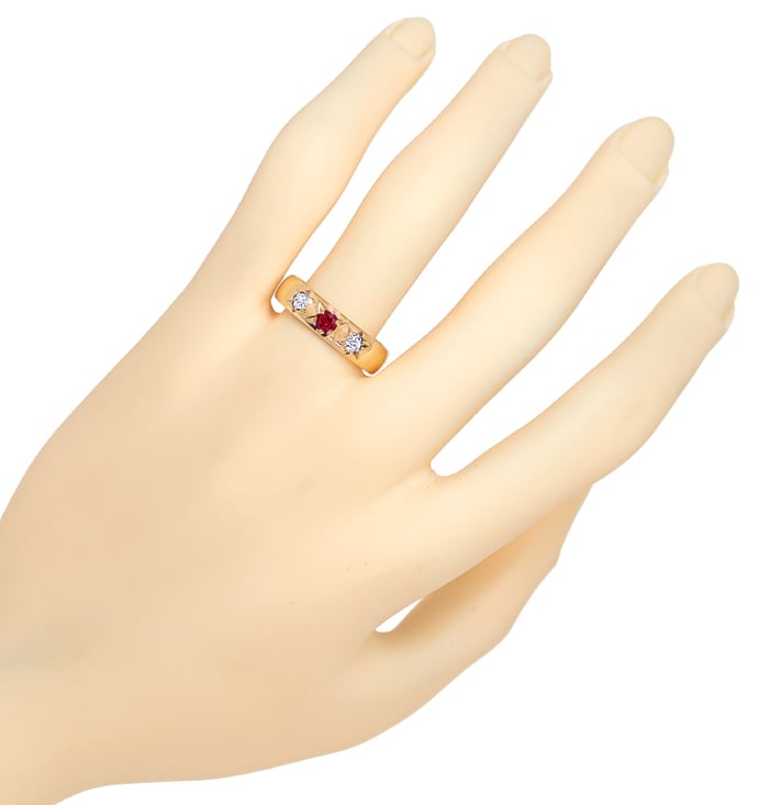 Foto 4 - Antiker Diamantring mit Rubin und Diamanten 14K Rotgold, S1818