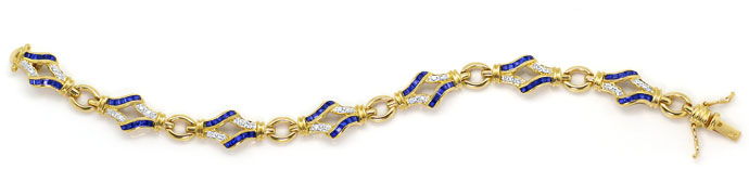 Foto 1 - Design-Armband mit Brillanten und Safiren, 18K Gelbgold, S9114